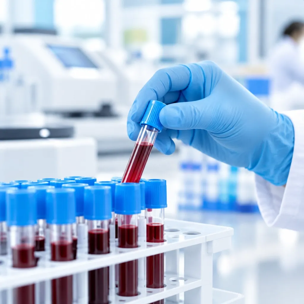 Laboratory samples being handled by a gloved professional
